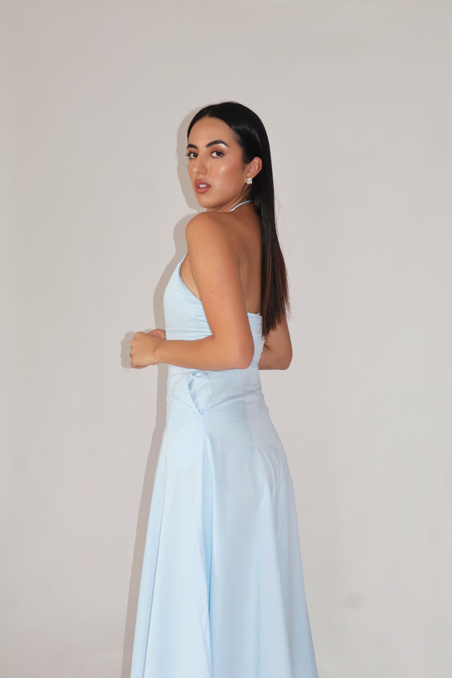 Powder Blue Halter Neck Dress – LILY