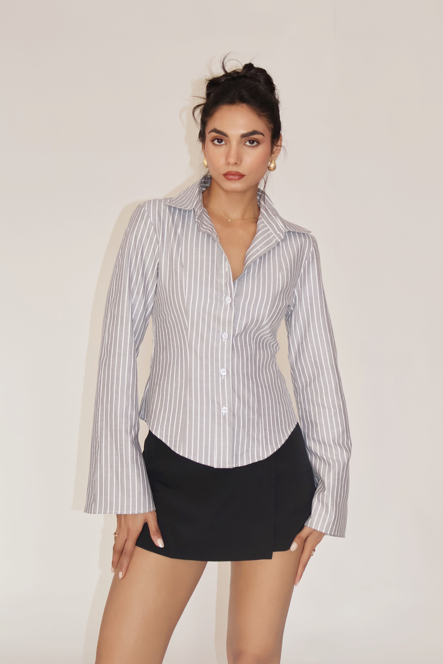Slate Striped Fitted Shirt – IRIS