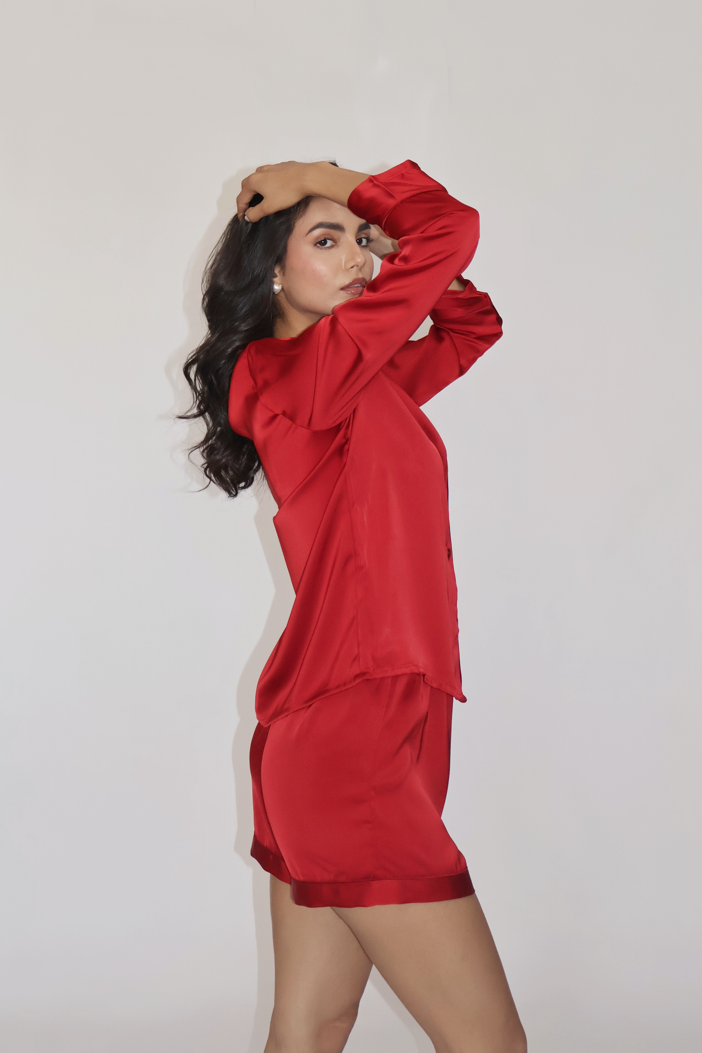 LATTE SILK PJ SET - (Cherry)