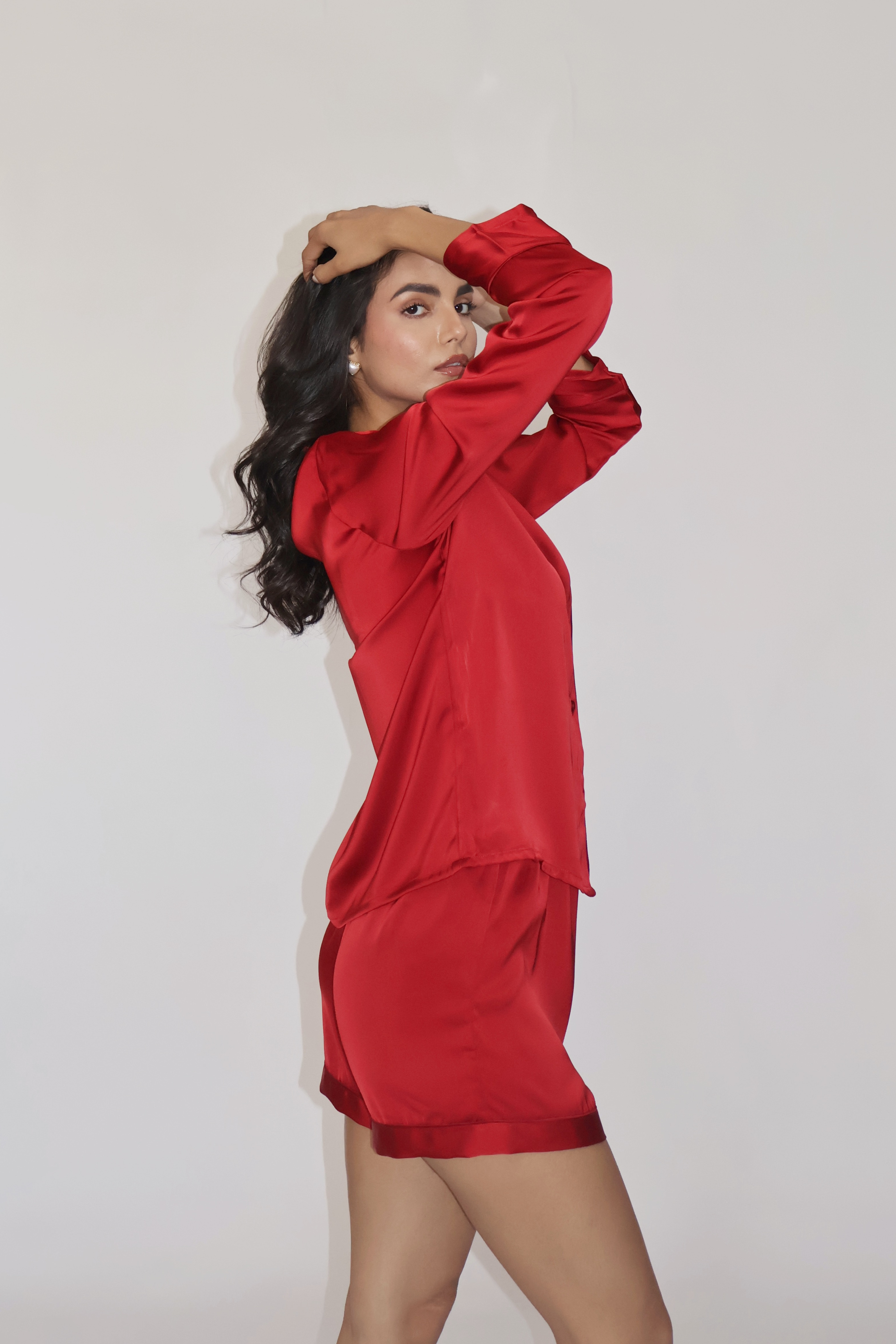 LATTE SILK PJ SET - (Cherry)
