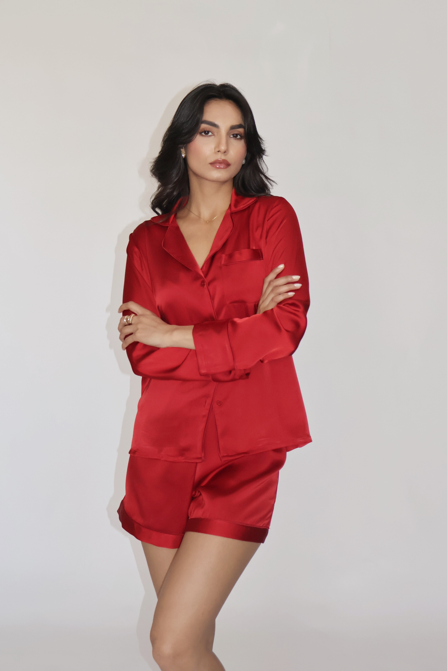 LATTE SILK PJ SET - (Cherry)