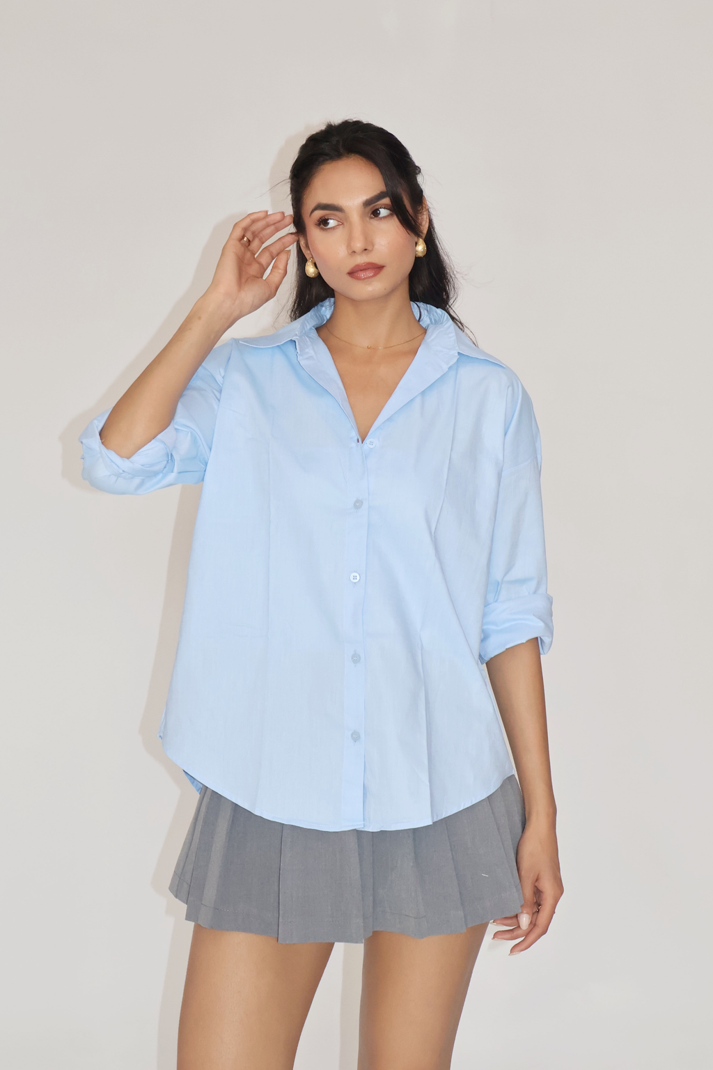 Sky Solid Oversized Shirt – BREEZE