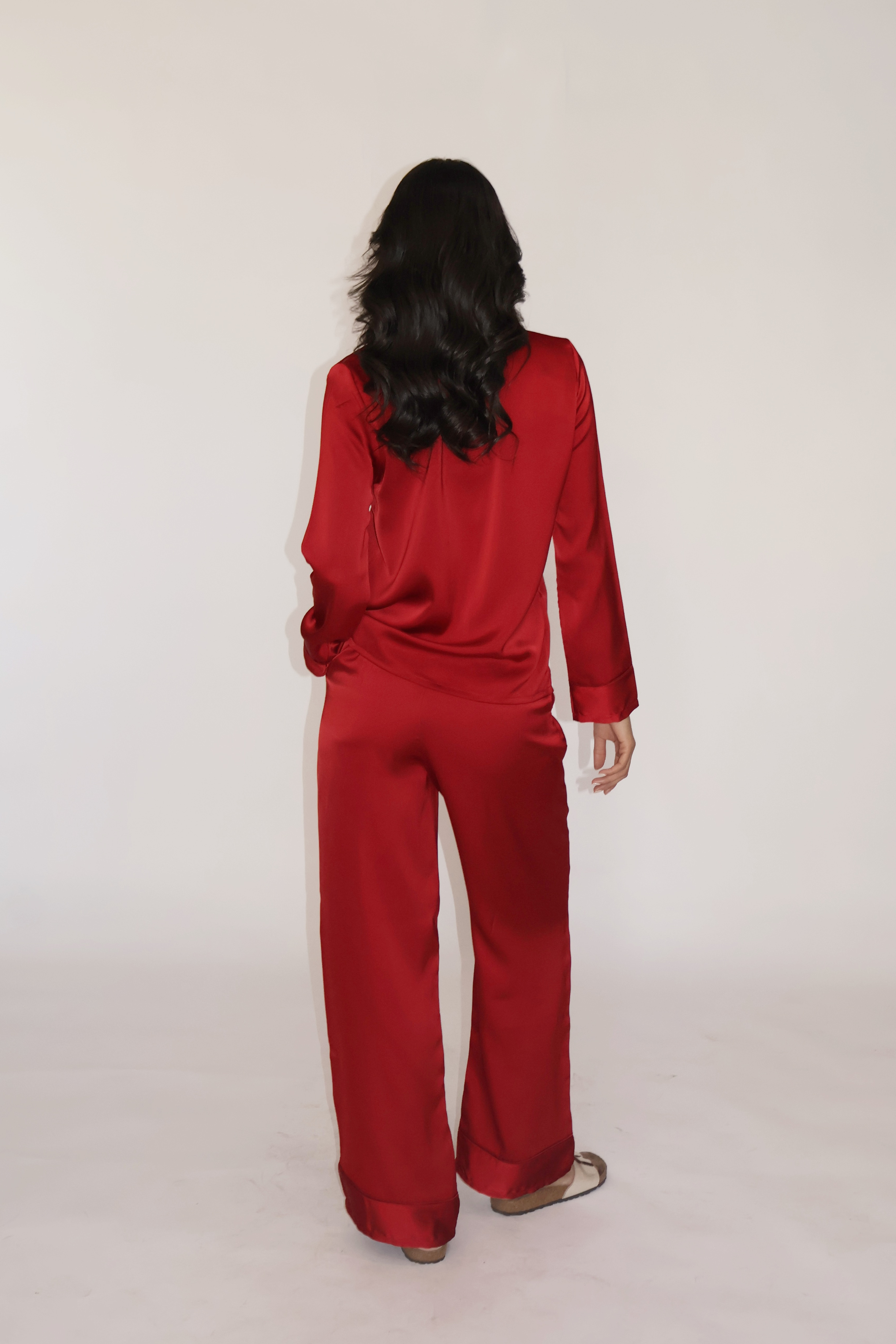 PEARL SILK PJ SET - (Cherry)