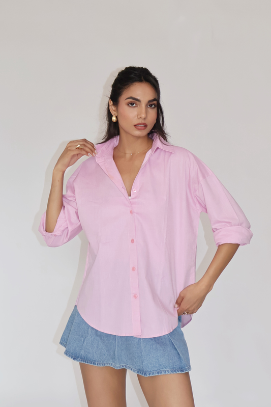 Flamingo Solid Oversized Shirt – BREEZE