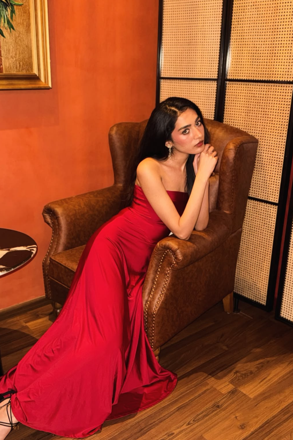 Arushi Goel in Red Flare Tube Dress - Flow Dress (Cherry)