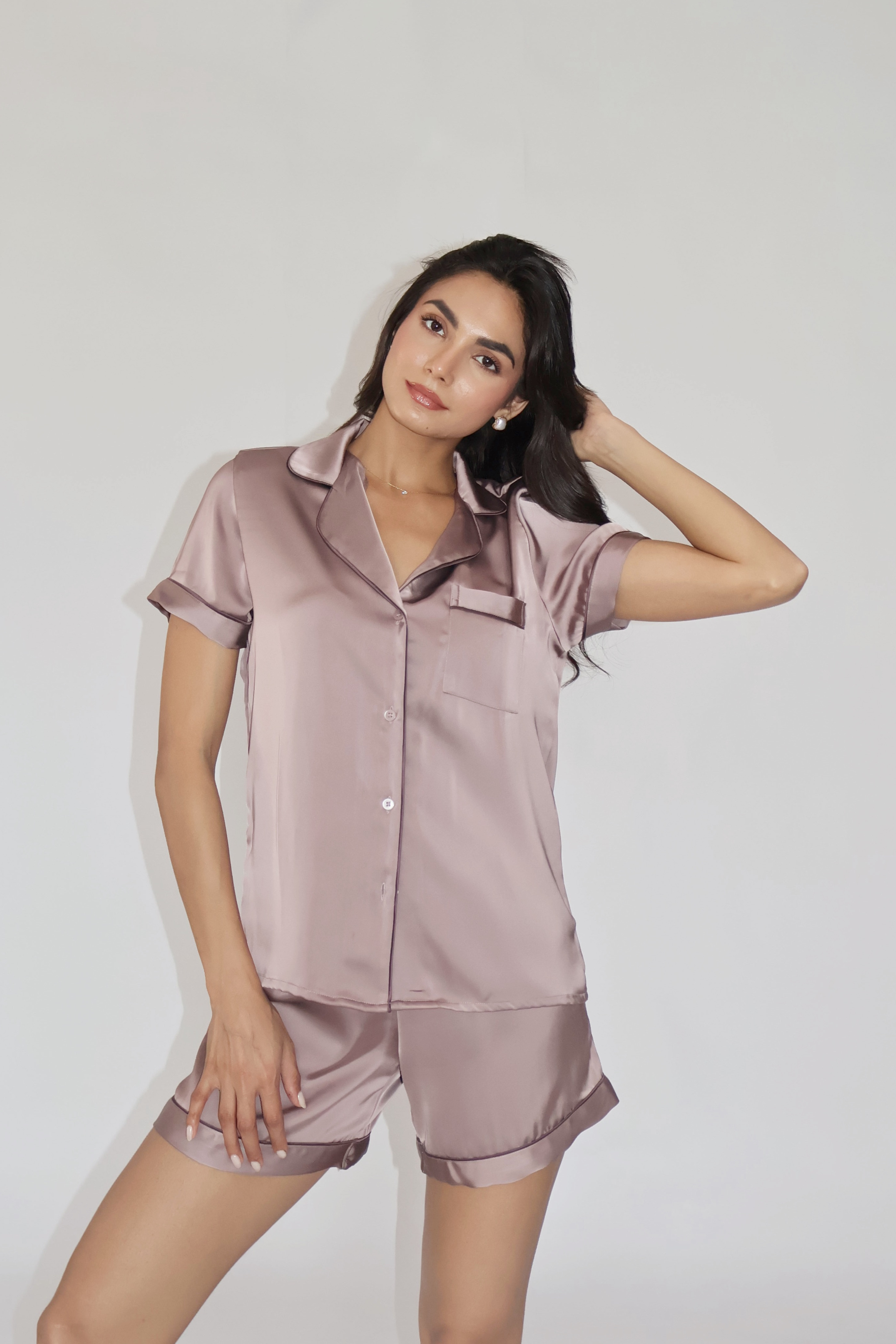 CREME SILK PJ SET - (Coco)