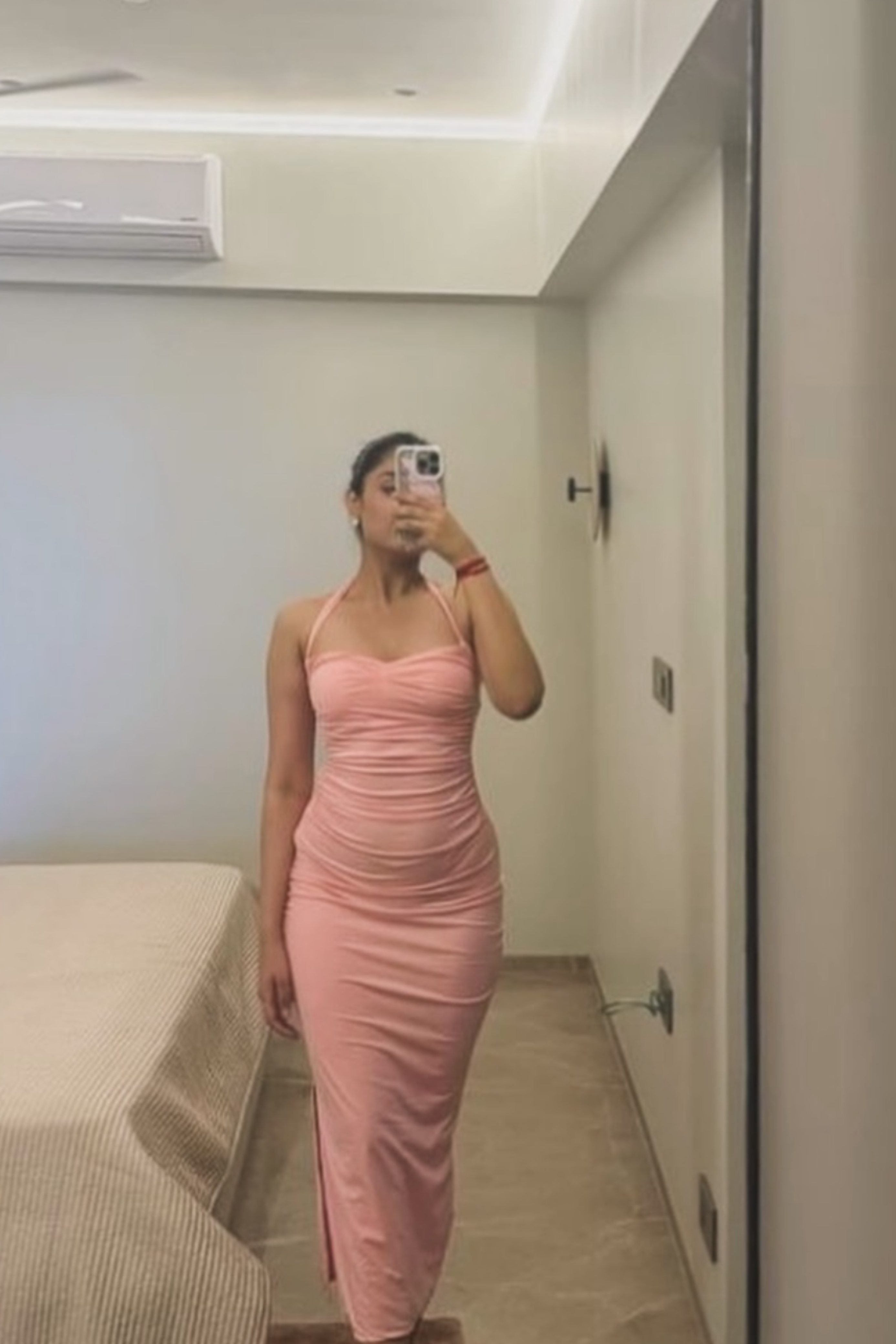 Nistha in Pink Sweetheart Neckline Dress - Ray Dress (Flamingo)