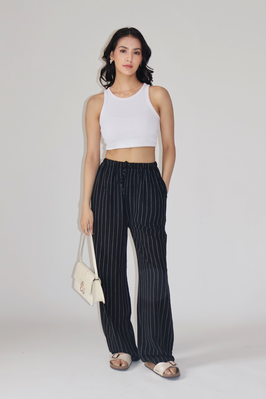 CLAY STRIPED PANTS - (Black)