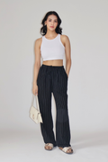 CLAY STRIPED PANTS - (Black)