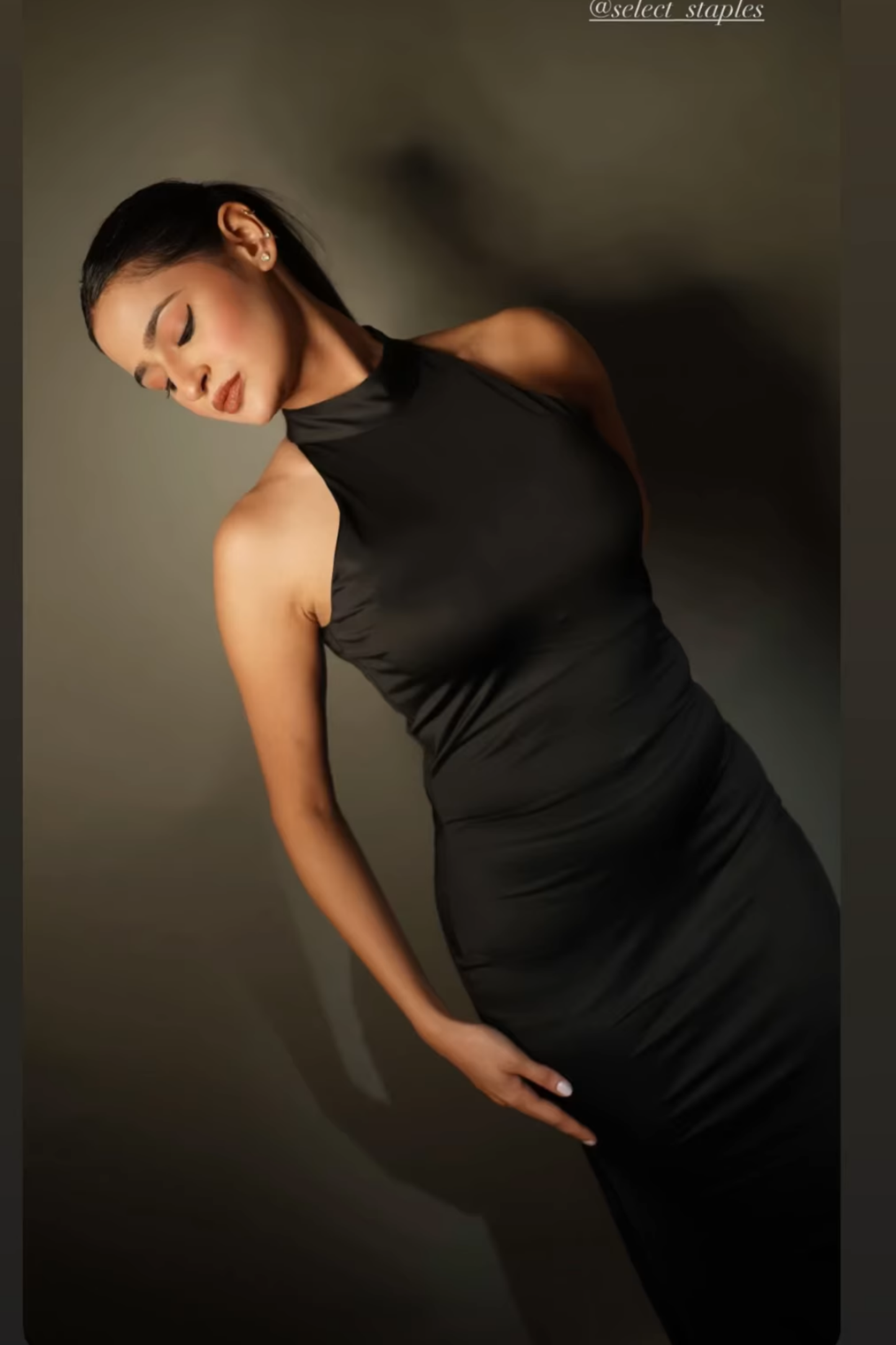 Mannat in Black Long Halter Neck Maxi Dress - Ether Dress (Onyx)