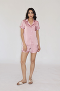 CREME SILK PJ SET - (Pink)