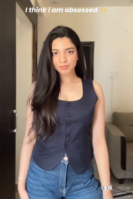 Yukta in aster waistcoat navy