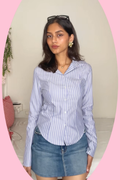 Shalmali in iris shirt sky