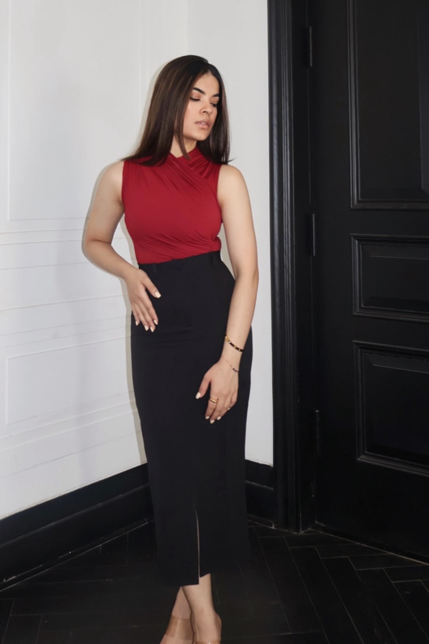 Kujum in glint bodysuit cherry