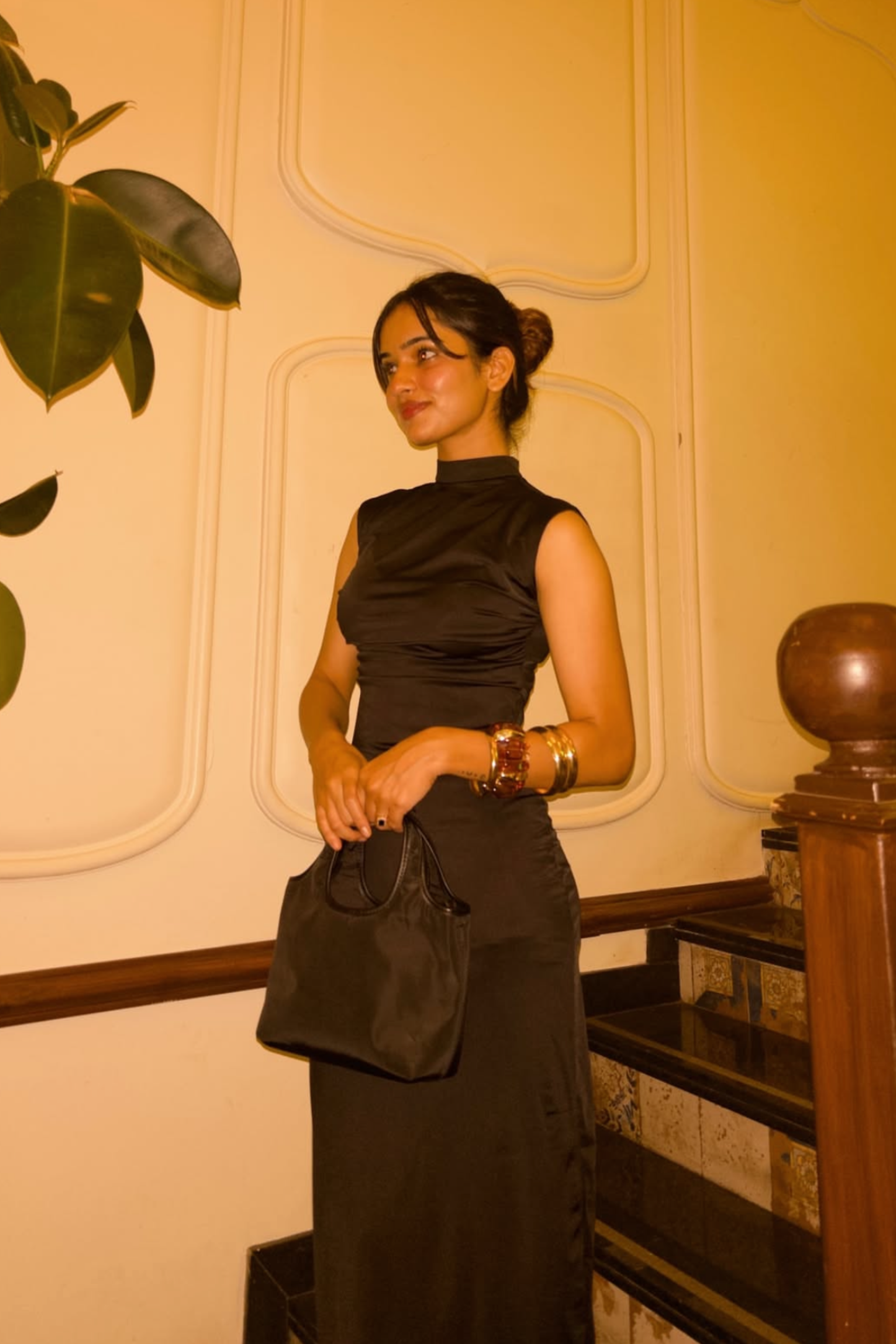 Nidhi in zephyr dress onyx