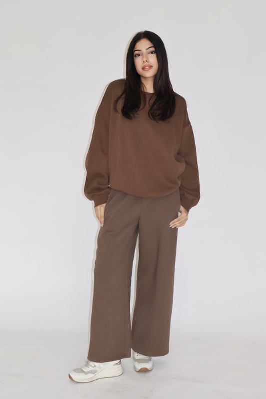 CREWNECK CO-ORD SET - (Brown)