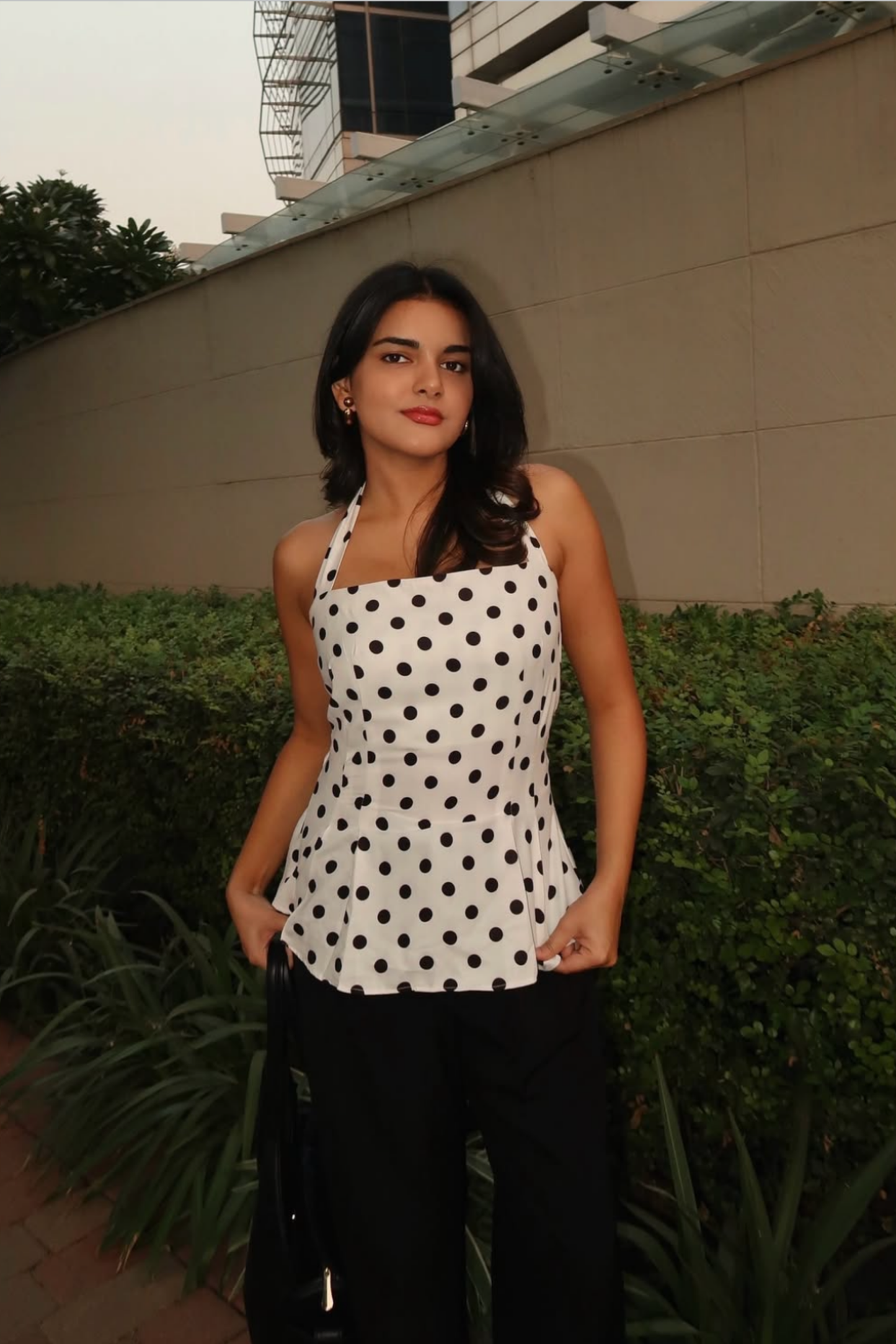 Saakshi in ivy top white