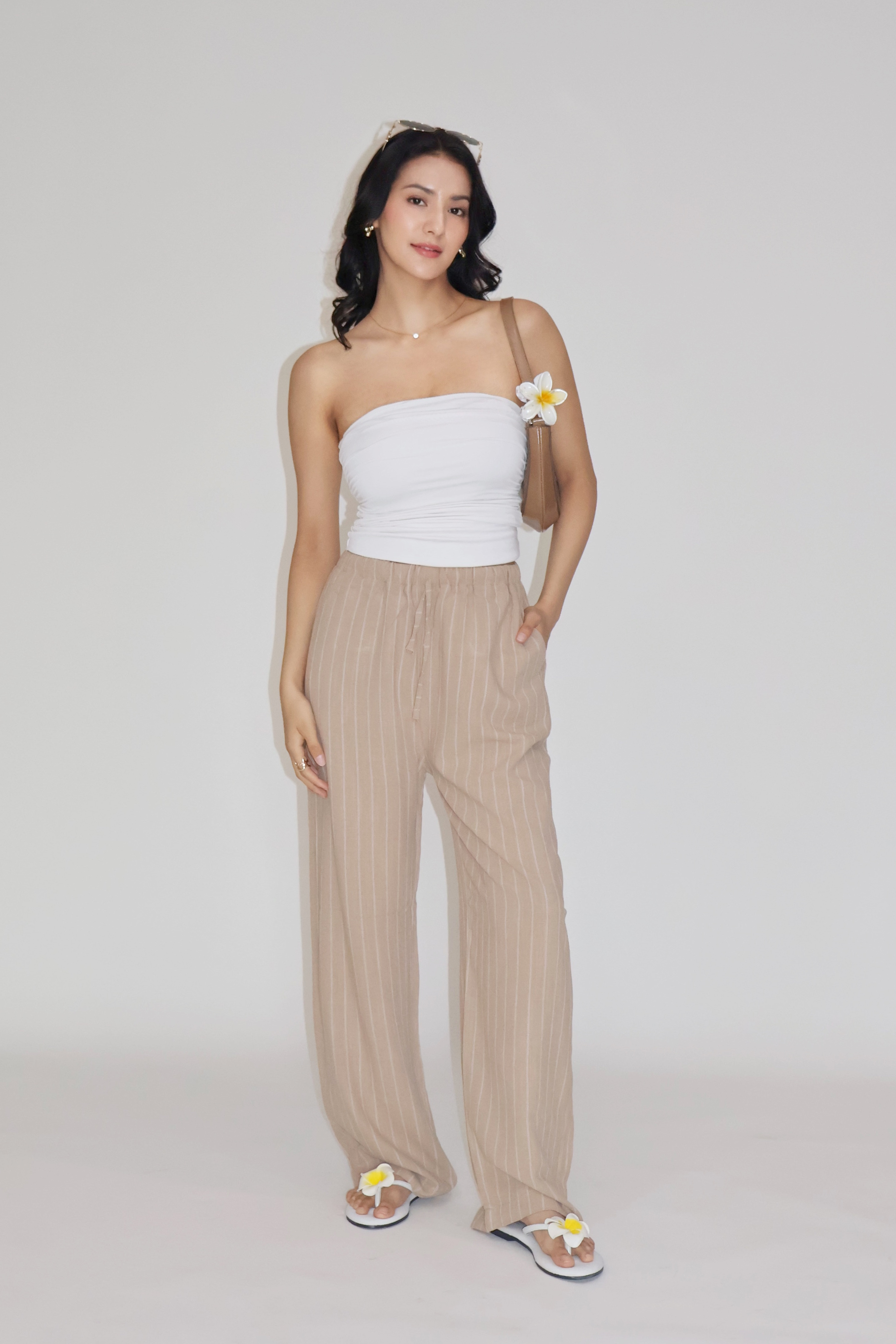 CLAY STRIPED PANTS - (Beige)
