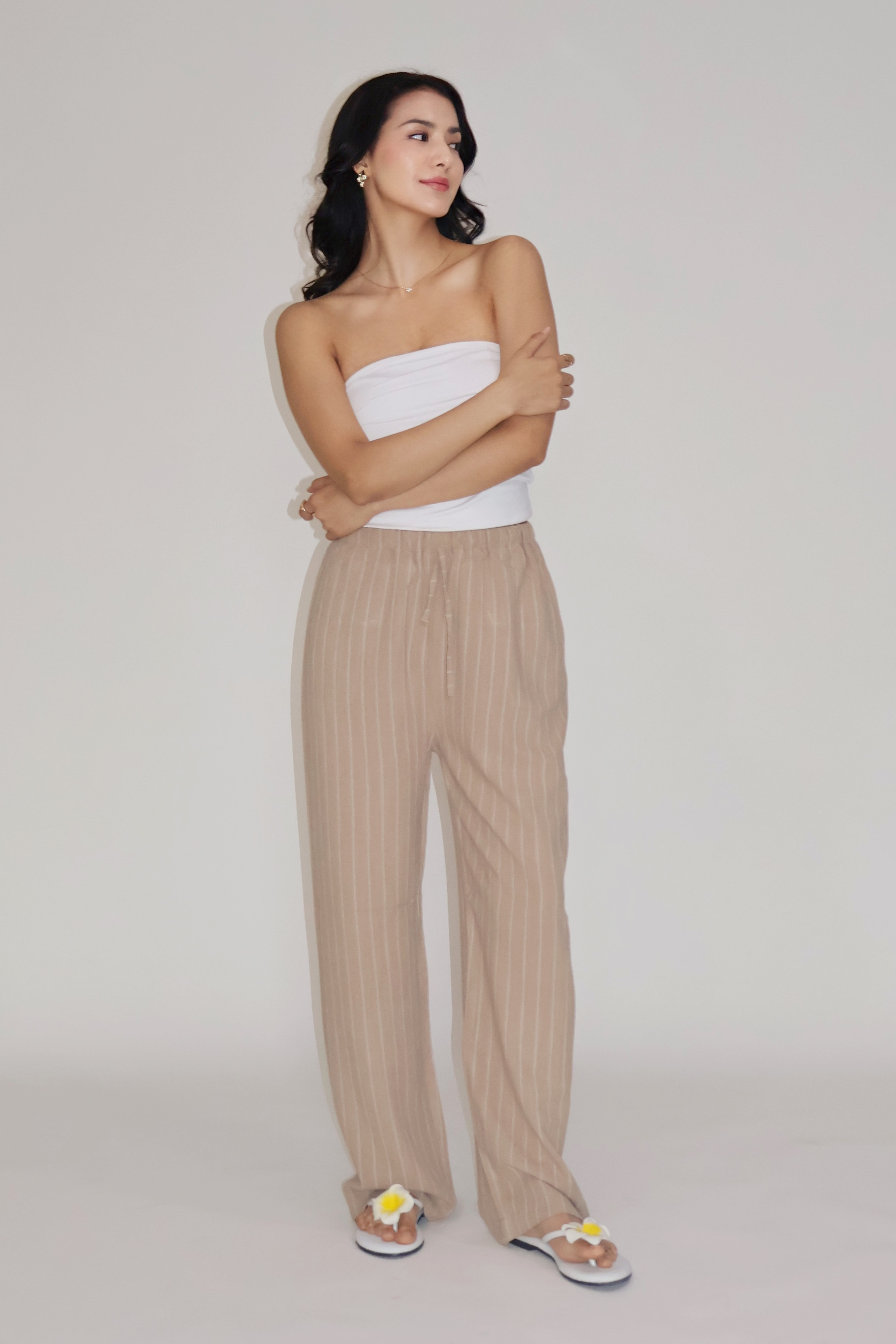 CLAY STRIPED PANTS - (Beige)
