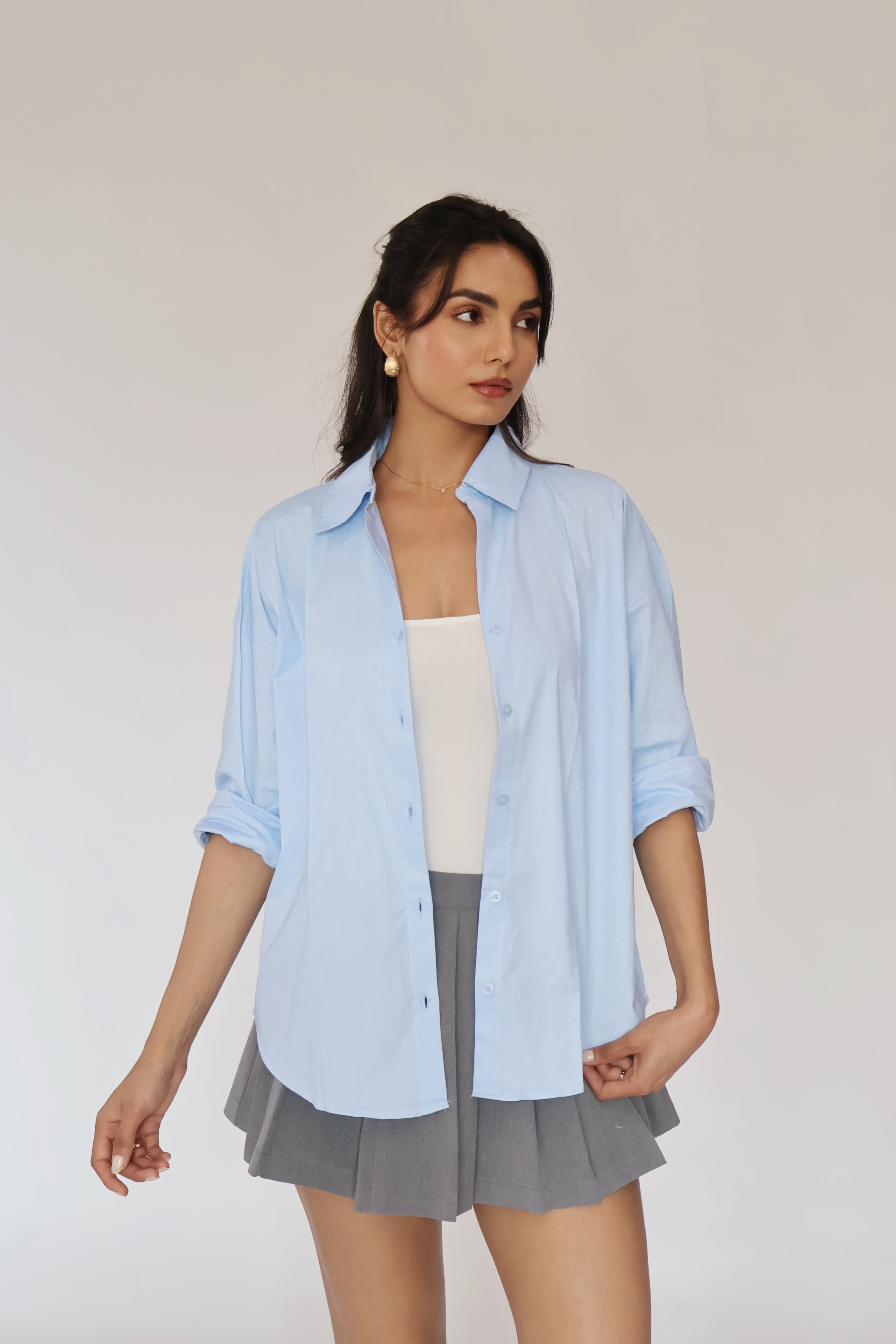 Sky Solid Oversized Shirt – BREEZE
