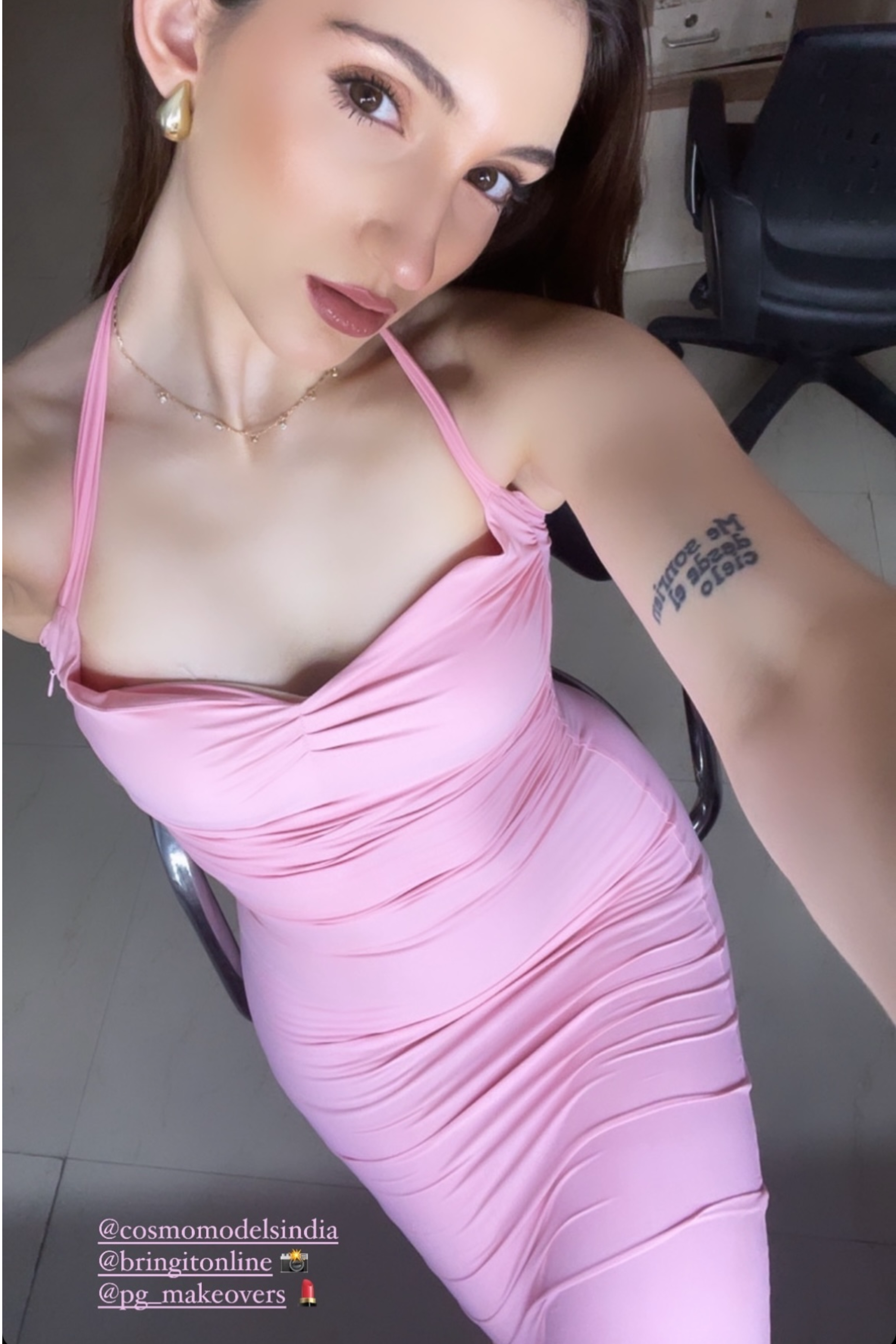 Nistha in Pink Sweetheart Neckline Dress - Ray Dress (Flamingo)