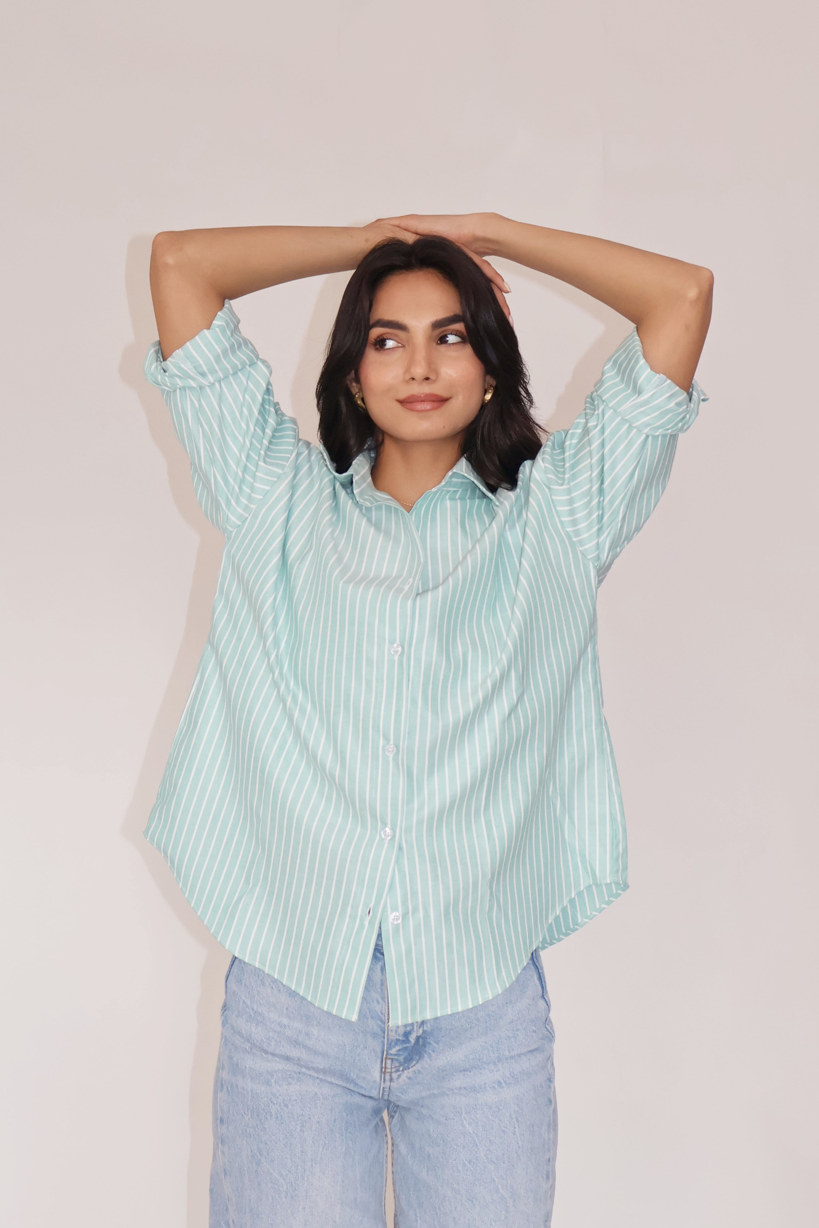 Teal Striped Oversized Shirt – CANVA