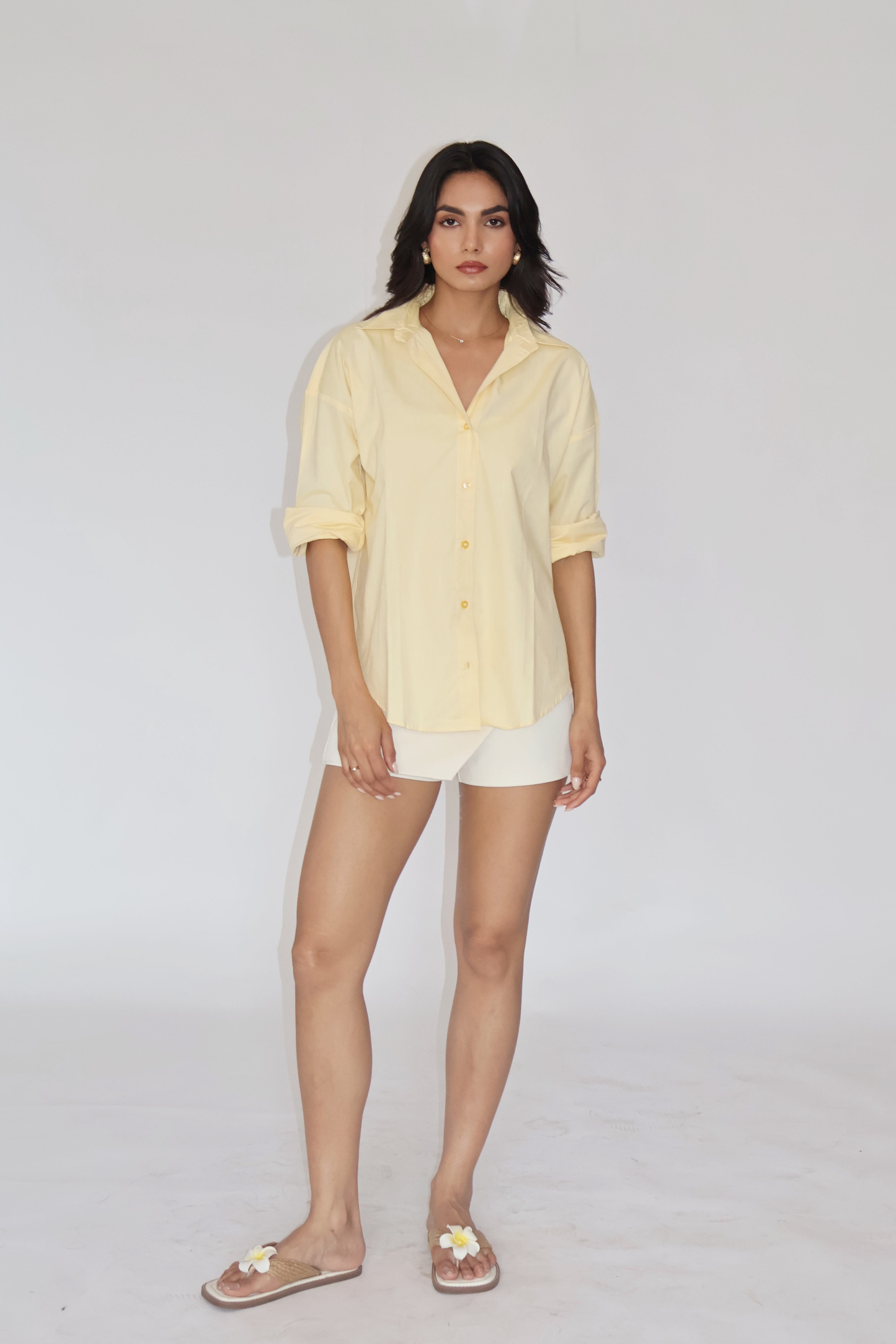 Butter Yellow Solid Oversized Shirt – BREEZE