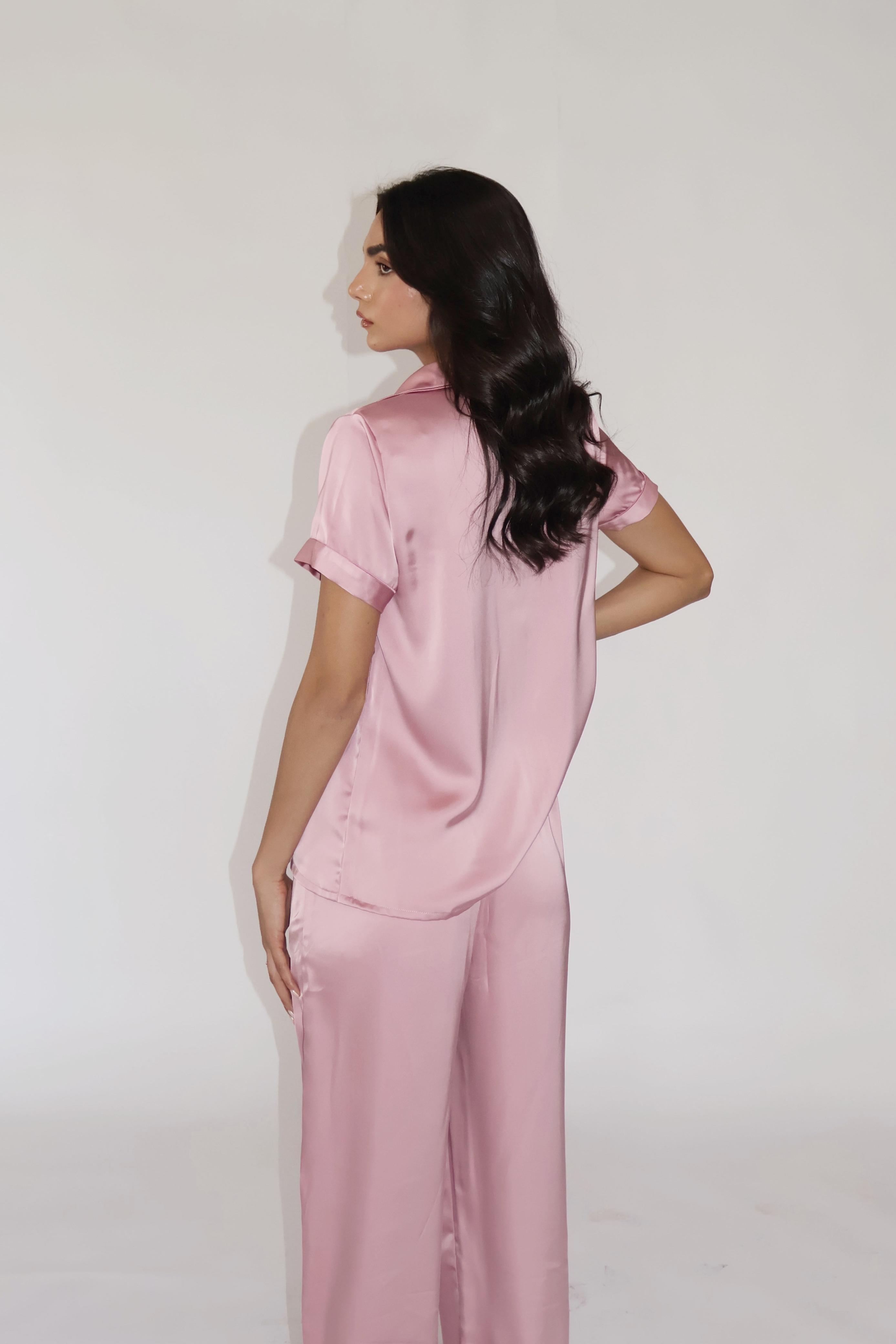 BUTTER SILK PJ SET - (Pink)