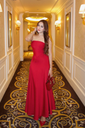 Harshita Chhabra in Red Flare Tube Dress - Flow Dress (Cherry)