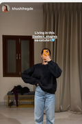 Khushi Hegde in Black Crewneck Sweatshirt - Butter Soft Crewneck (Onyx)