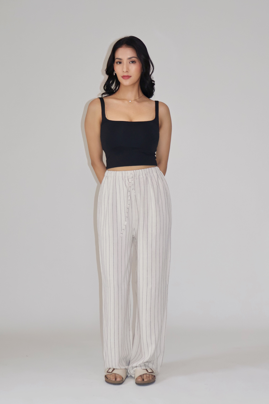 CLAY STRIPED PANTS - (Off white)