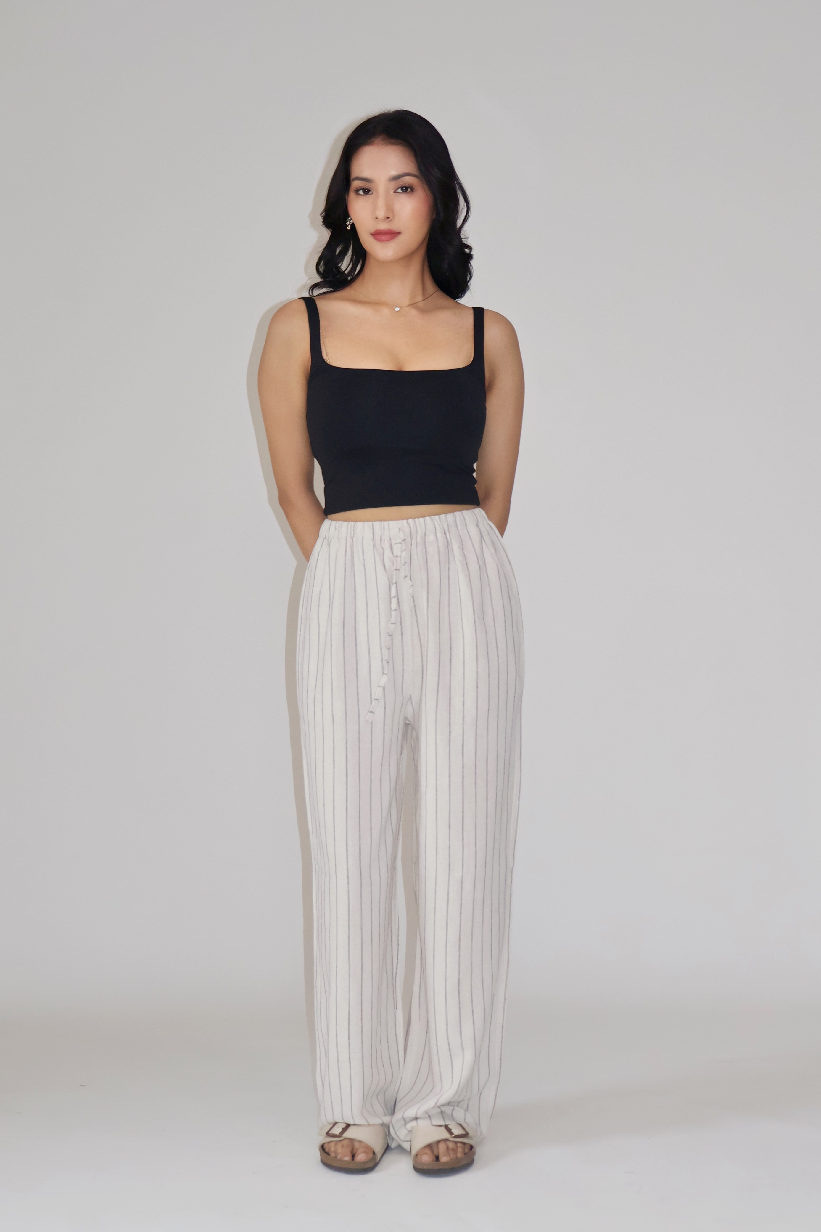CLAY STRIPED PANTS - (Off white)