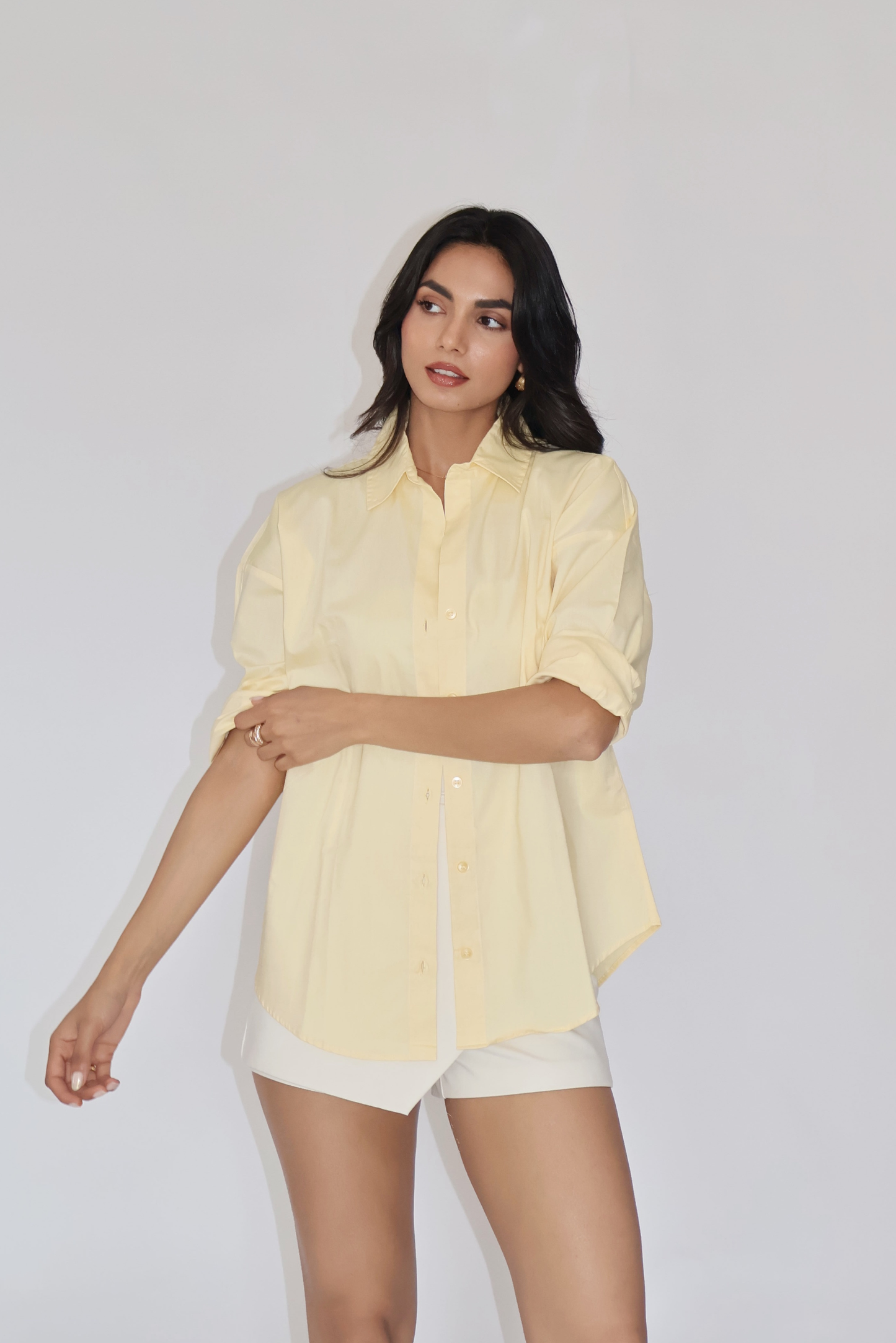 Butter Yellow Solid Oversized Shirt – BREEZE