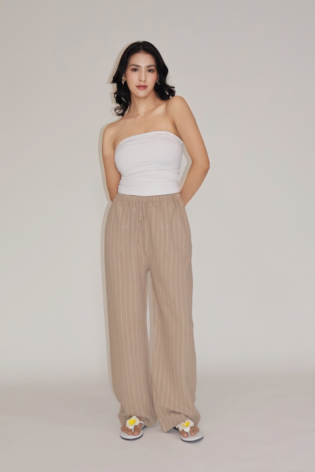CLAY STRIPED PANTS - (Beige)