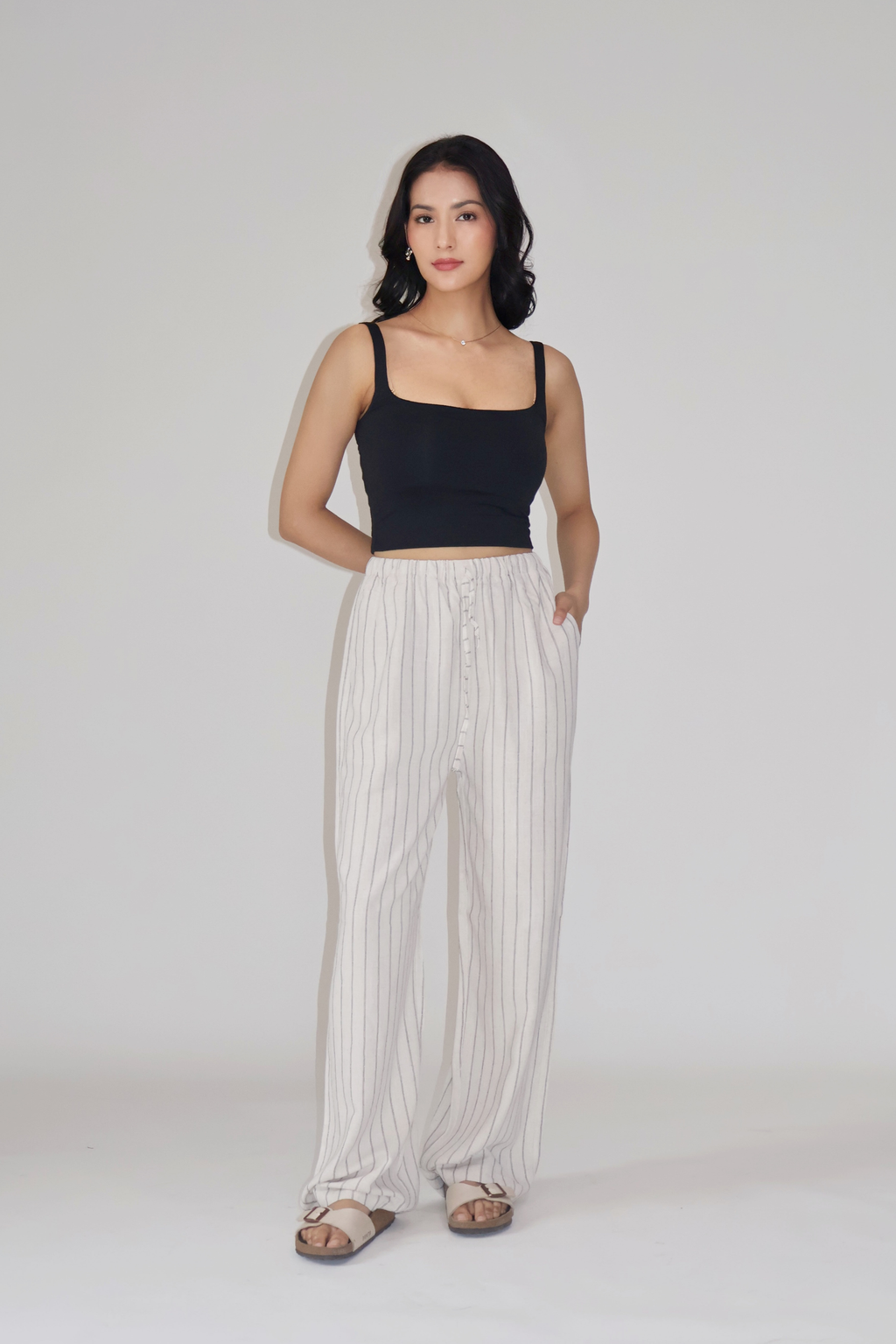 CLAY STRIPED PANTS - (Off white)