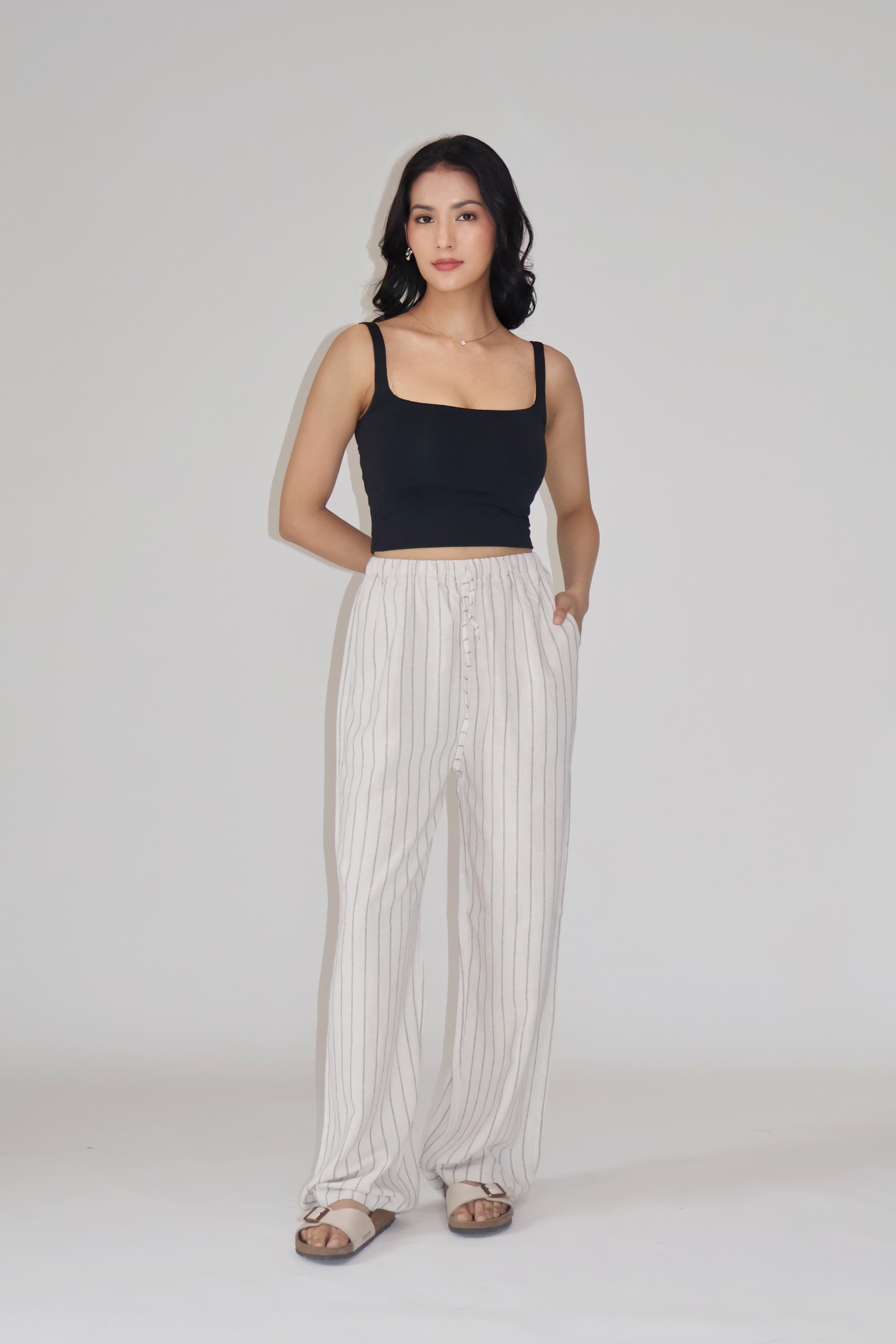 CLAY STRIPED PANTS - (Off white)