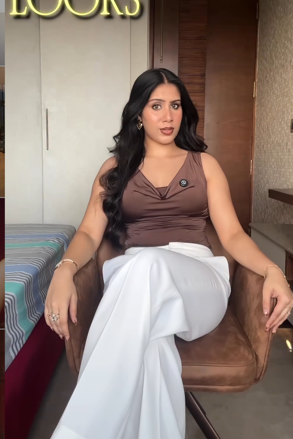 Asshna Hegde in Red Cowl Neck Bodysuit - Prism Bodysuit (Cherry)