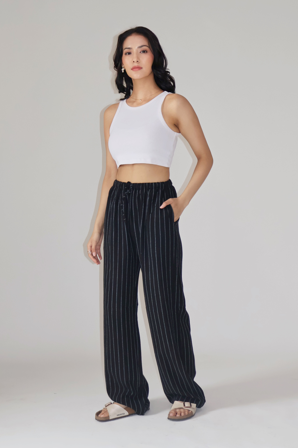 CLAY STRIPED PANTS - (Black)