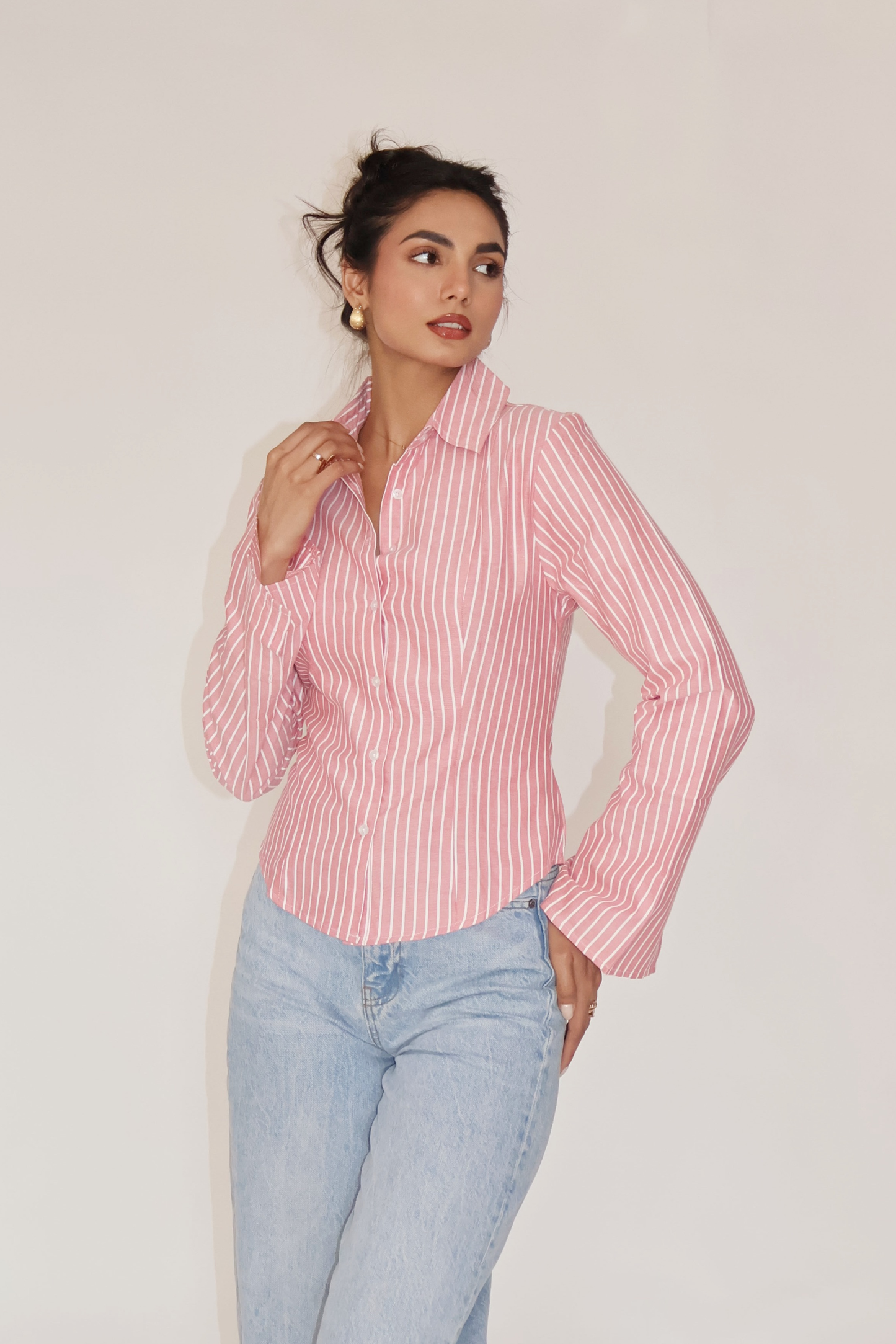 Anku in Red Striped Fitted Shirt – IRIS