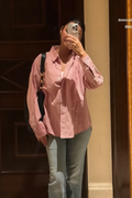Mannat in Red Striped Oversized Shirt – CANVA