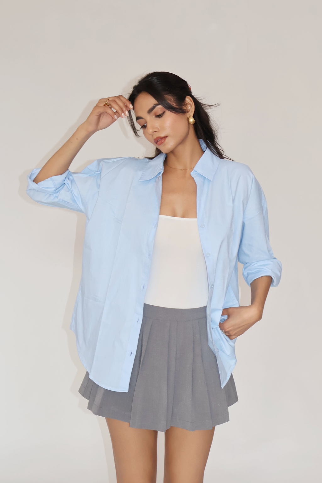 Sky Solid Oversized Shirt – BREEZE