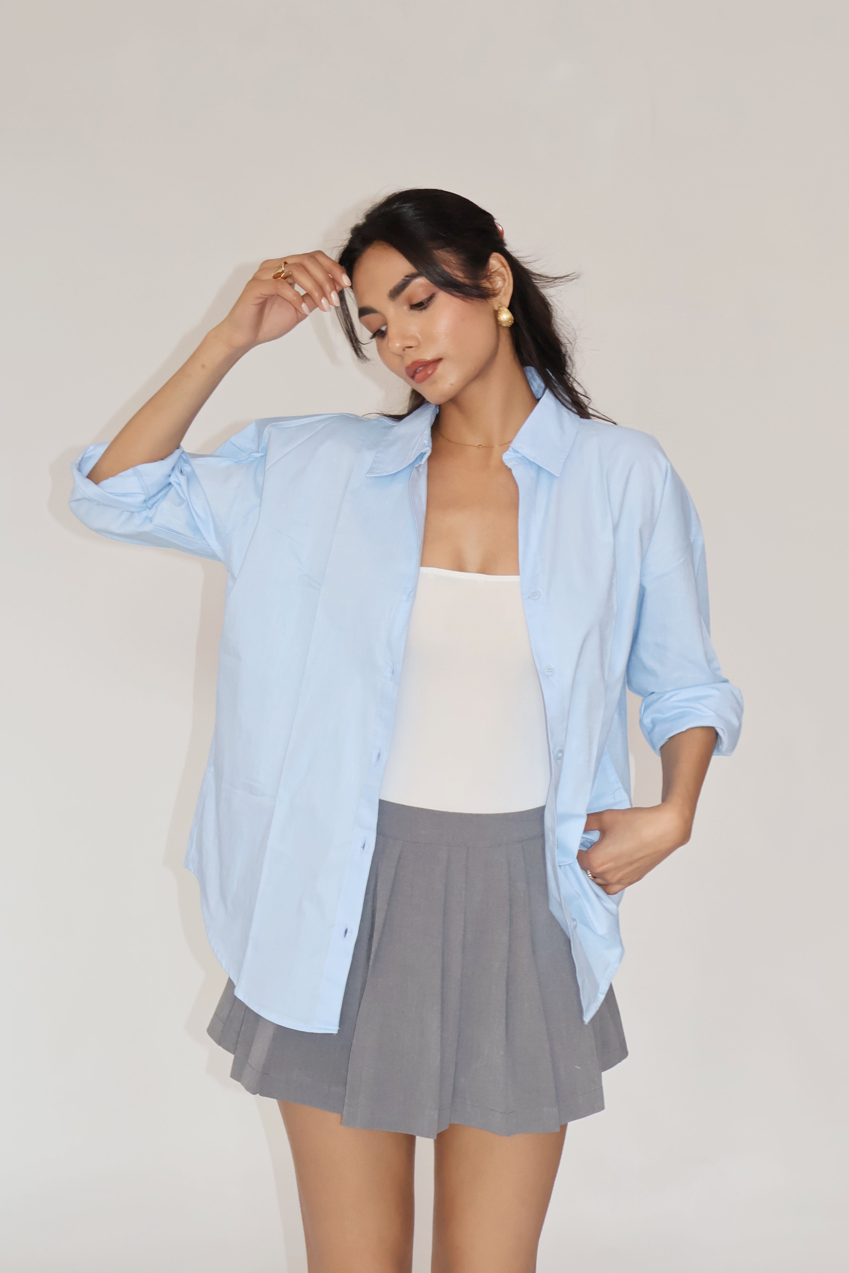 Sky Solid Oversized Shirt – BREEZE