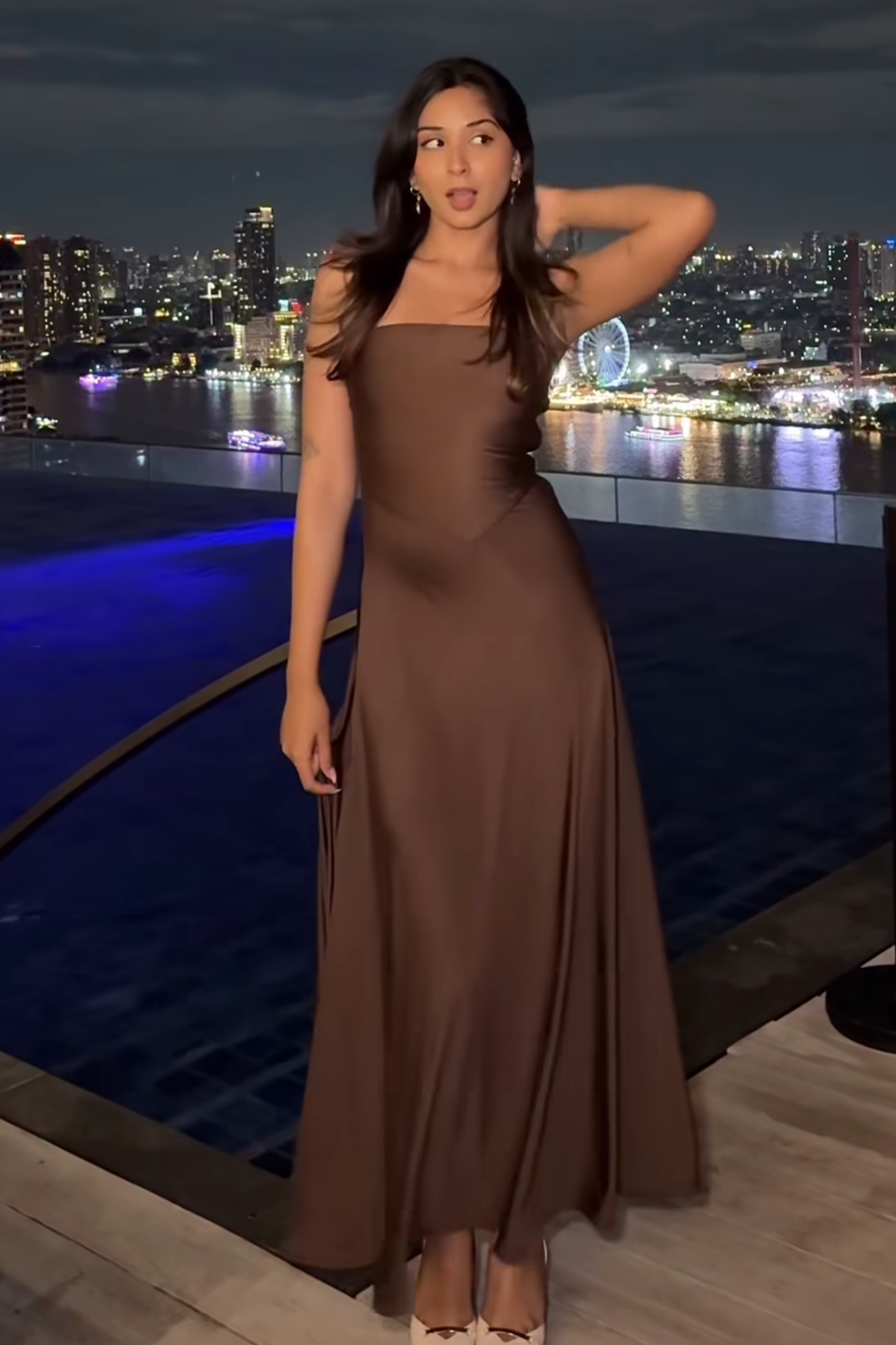 Sheena in Brown Flare Tube Dress - Flow Dress (Coco)