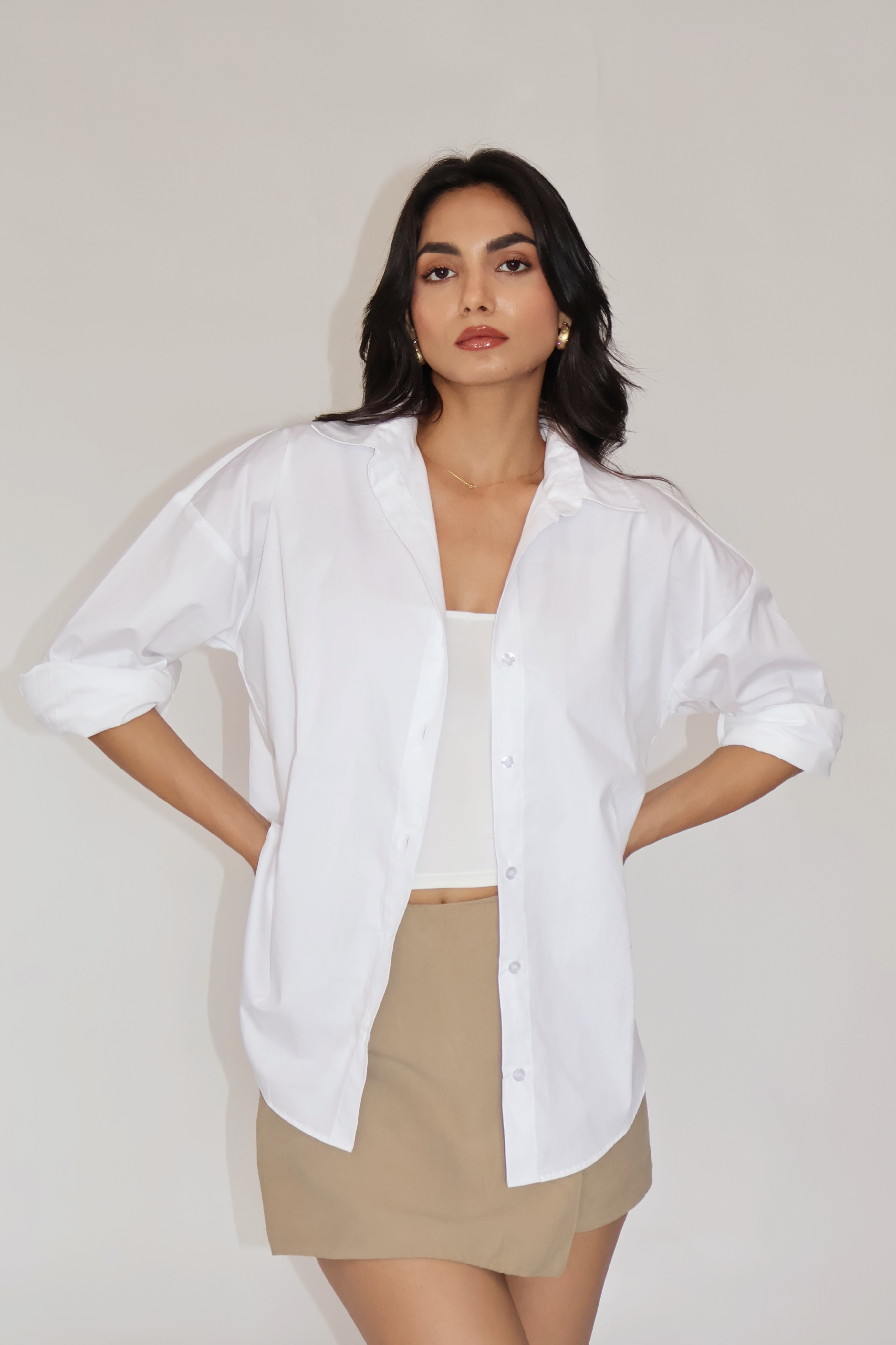 Dove Solid Oversized Shirt – BREEZE