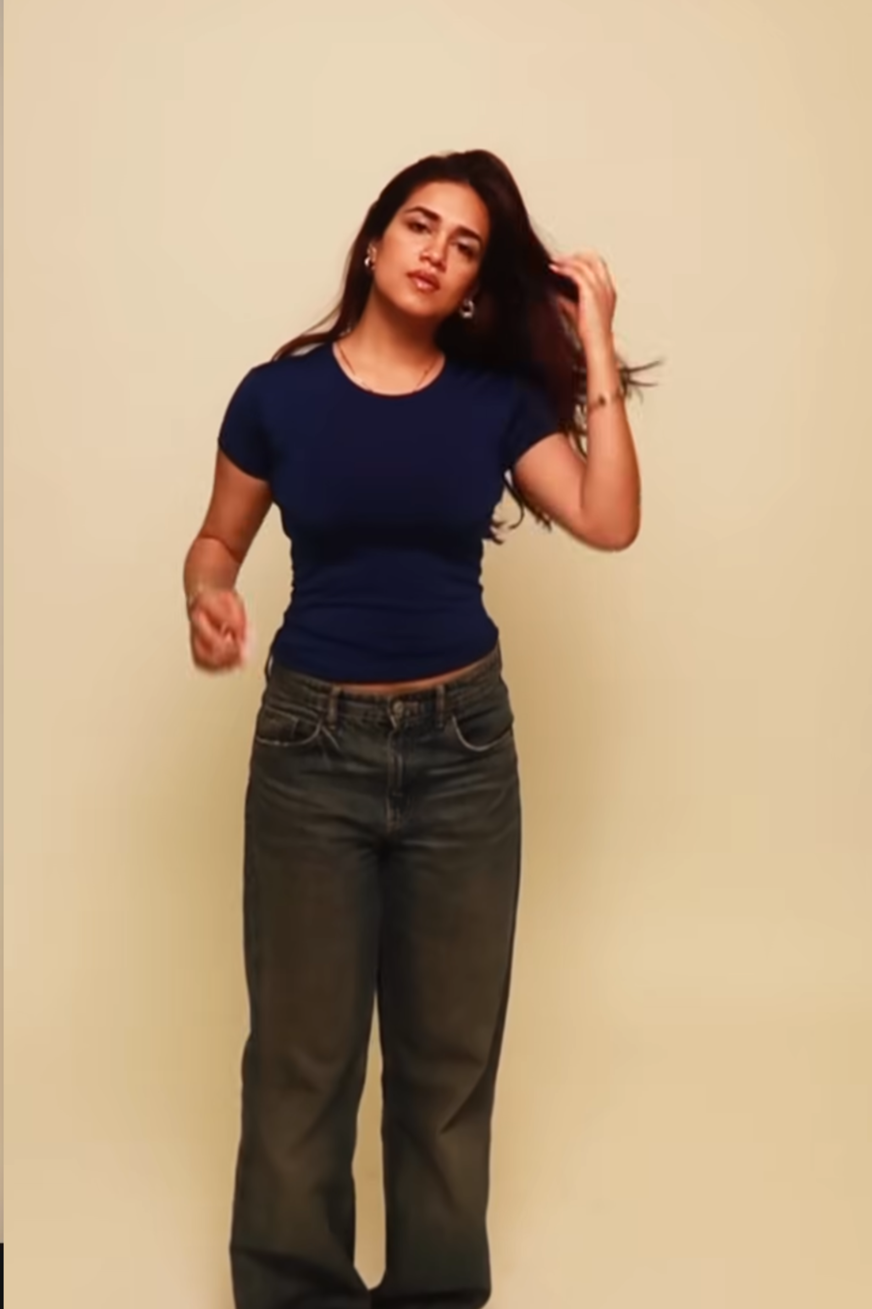 Ishita in Blue Double Layered Fitted Tee - Drift Tee (Navy)