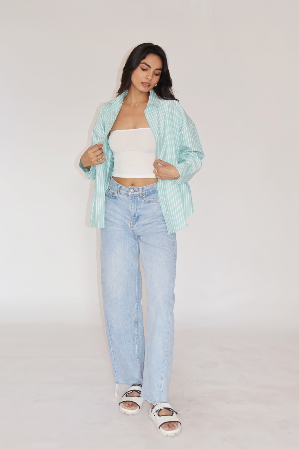 Teal Striped Oversized Shirt – CANVA