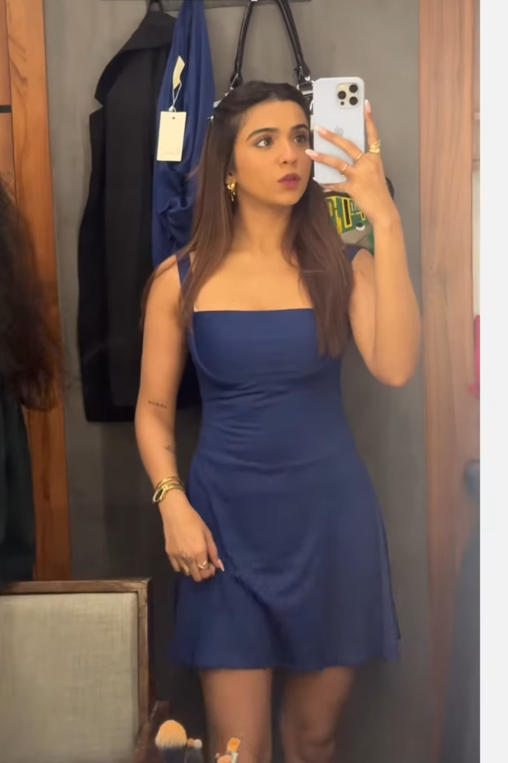 Rida in Blue Square Neck Dress - Shade Dress (Navy)