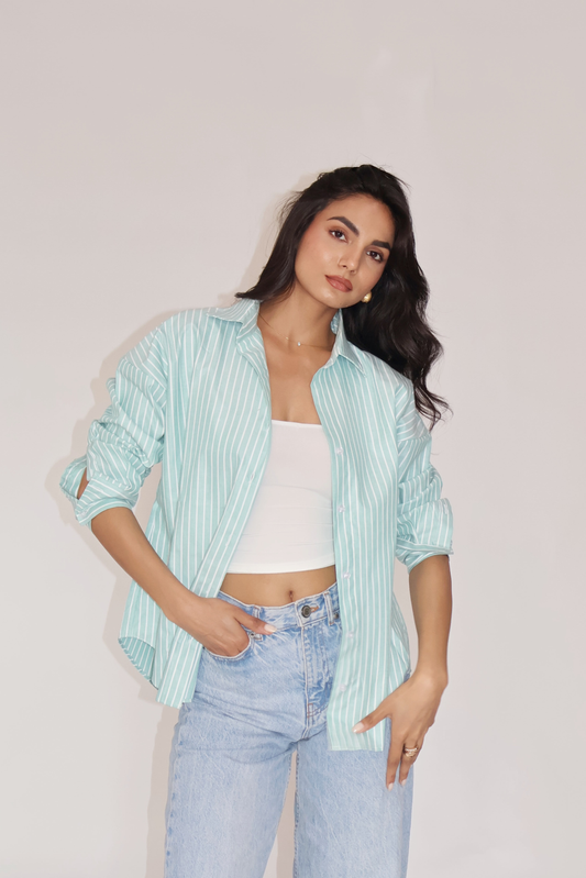 Teal Striped Oversized Shirt – CANVA