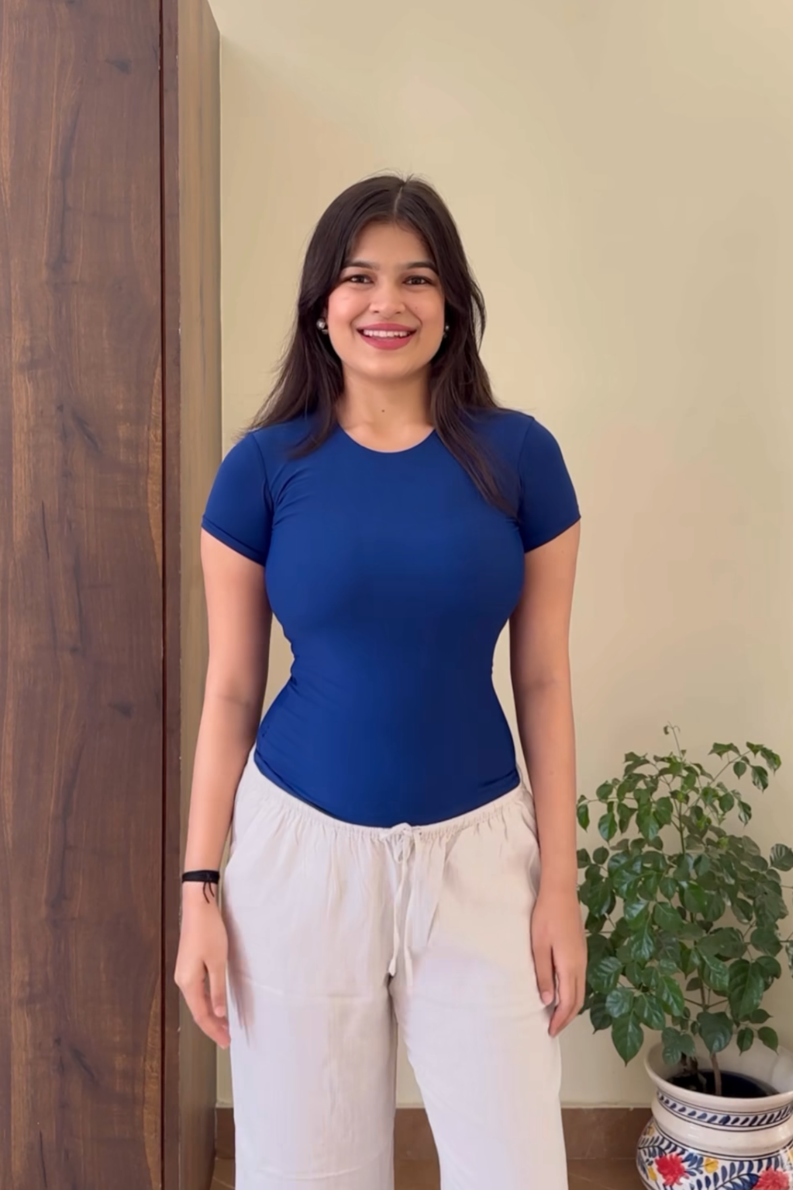 Ishita in Blue Double Layered Fitted Tee - Drift Tee (Navy)