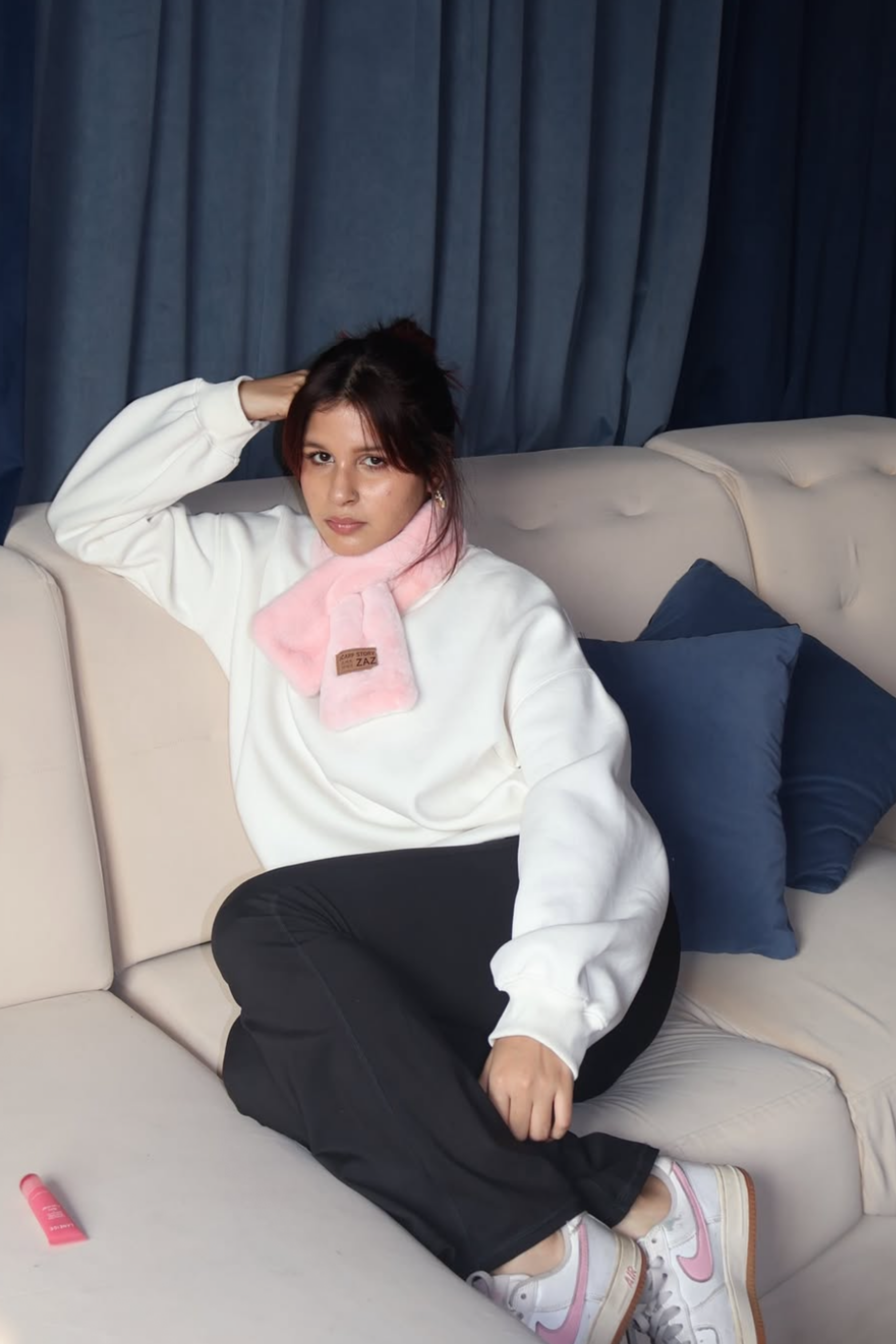 Vidhi in White Crewneck Sweatshirt - Butter Soft Crewneck (Dove)